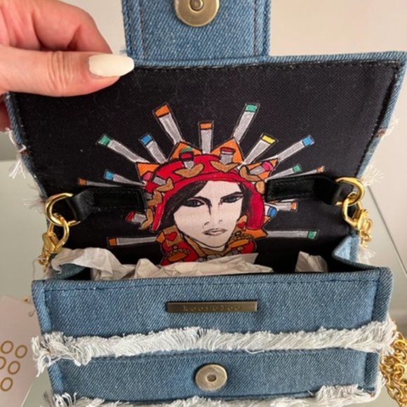 KOORELOO Amalfi Clutch Fringe Denim Crossbody Bag - Picture 11 of 15